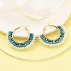 304 Stainless Steel & Bohemian Beaded Fan Hoop Earrings for Women EJEW-R001-01G-01-5