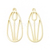 Rack Plating Alloy Teardrop with Tulip Pattern Open Back Bezel Pendants LS-X-FIND-G052-51LG-1
