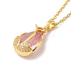 Pink Cubic Zirconia Pendant Necklace NJEW-H161-01G-2