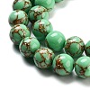 Synthetic Gold Line Turquoise Beads Strands G-H026-01D-03-3