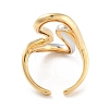 Brass Wave Open Cuff Ring for Women RJEW-C102-21GP-3