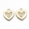 Brass Micro Pave Clear Cubic Zirconia Charms KK-T062-33G-NF-1