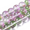 Transparent Spray Painted Glass Bead Strands X-GLAA-N035-03D-B01-1