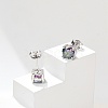 925 Sterling Silver Moissanite Rhinestone Stud Earrings EJEW-U042-04P-1