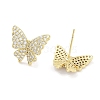 Brass Micro Pave Clear Cubic Zirconia Studs Earring for Women EJEW-S217-C02-2