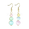 Dyed Natural Selenite Beaded Dangle Earrings for Women EJEW-JE06049-3