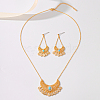 Brass Micro Pave Clear Cubic Zirconia Moon Pendant Necklaces & Stud Earrings Sets for Women TA3660-5