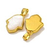 Rack Plating Brass Pave Natural White Shell Pendants KK-U025-04G-01-2