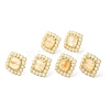 Ion Plating(IP) Natural Citrine Square Stud Earrings with Plastic Pearl Beaded EJEW-E599-03G-03-2