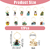 DICOSMETIC Plant Cat Alloy Enamel Wine Glass Charms AJEW-DC0001-37-2