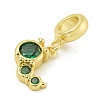 Rack Plating Brass Pave Green Cubic Zirconia Insects European Dangle Charms KK-Z067-35G-2