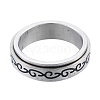 201 Stainless Steel Branch Wrap Rotating Finger Ring RJEW-N043-18P-2