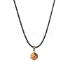 Alloy Enamel Dice Pendant Necklace with Polyester Cords NJEW-JN04515-5