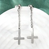 Christian Upside Down Cross 201 Stainless Steel Dangle Stud Earrings LS-EJEW-P314-01B-P-1