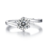 Rhodium Plated 925 Sterling Silver Moissanite Rhinestone Solitaire Ring AJEW-U007-24P-2