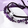Adjustable Natural Amethyst & Hematite Braided Bead Bracelets BJEW-U035-01C-3