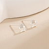 Brass Pave Clear Cubic Zirconia Stud Earrings for Women WGFB949-01-4