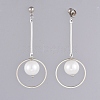 Glass Pearl Dangle Stud Earrings EJEW-JE03964-01-2