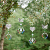 Crafans 4Pcs 4 Style Butterfly & Heart Crystals Chandelier Suncatchers Prisms Chakra Hanging Pendant AJEW-CF0001-17-10