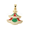 Christmas Theme Rack Plating Brass Cubic Zirconia Pendants KK-K385-119G-01-1