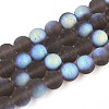 Frosted Transparent Glass Beads Strands GLAA-T032-T10mm-MBB02-1