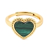 Heart Natural Malachite Adjustable Rings RJEW-Q817-05G-03-2