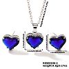 Brass Glass Heart Stud Earrings & Pendant Necklaces Sets for Women MH6858-2-1