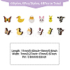 CHGCRAFT 48Pcs 6 Styles Duck & Butterfly & Cow & Rabbit & Chick Wood Stud Earrings EJEW-CA0001-10-2