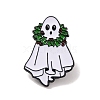 Christmas Theme Ghost with Holly Leaves Enamel Pins JEWB-M043-06C-1