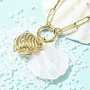 Summer Beach 304 Stainless Steel Pendant Paperclip Chain Necklaces STAS-Z105-07G-03-3