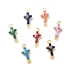 Brass Enamel Connector Charms KK-J302-08G-1