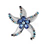 Alloy Rhinestone Starfish Brooch PW-WG19358-02-1