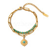 304 Stainless Steel & Natural Amazonite Beaded Double Layer Bracelets FS-WG81BCE-10-2