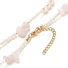 Natural Rose Quartz Chip Beaded Necklace for Girl Women NJEW-TA00016-02-6