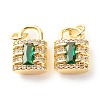 Brass Micro Pave Green Cubic Zirconia Pendants ZIRC-P094-21G-RS-2