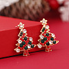 Christmas Tree Alloy Rhinestone Pendant Necklaces & Stud Earrings & Rings & Brooch Sets WG792CD-05-3