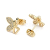 Brass Micro Pave Clear Cubic Zirconia Stud Earrings for Women EJEW-U030-03G-04-2