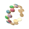 304 Stainless Steel Enamel Oval Open Cuff Rings for Women STAS-Z112-08G-4