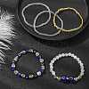 5Pcs 5 Style Natural Quartz Crystal & Lampwork Evil Eye & Seed Beaded Stretch Bracelets Set BJEW-JB09616-04-2