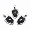 Natural Black Agate Pendants G-O176B-10P-1