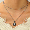 Teardrop Alloy Pave White Resin Pendant Double Layer Necklaces for Women FS-WG4C5DE-01-3