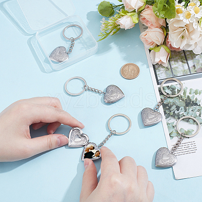 6Pcs 316 Stainless Steel Photo Locket Keychain KEYC-UN00013-1