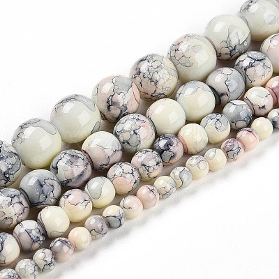 Baking Paint Glass Beads Strands DGLA-N003-8mm-C05-1