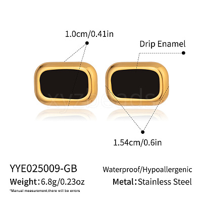 Rectangle 304 Stainless Steel Stud Earrings HC7137-1-1
