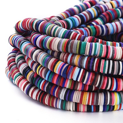Flat Round Handmade Polymer Clay Beads CLAY-R067-8.0mm-M2-1