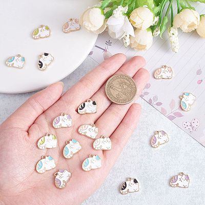 25 Pieces Cat Enamel Charm Pendant Kitten Charm Cute Cat Animal Pendant Mixed Color for Jewelry Necklace Earring Nracelet Making Crafts JX734A-1