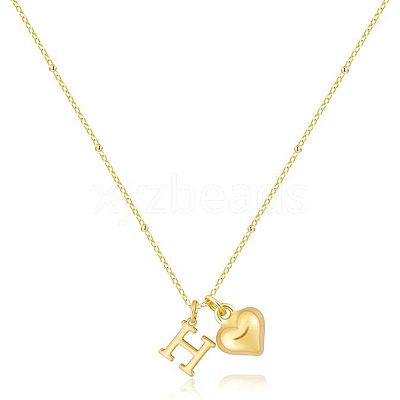 Brass Initial and Heart Pendant Necklaces for Women FS-WG01F32-08-1