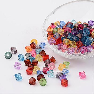 Faceted Bicone Transparent Acrylic Beads DBB5mm-1