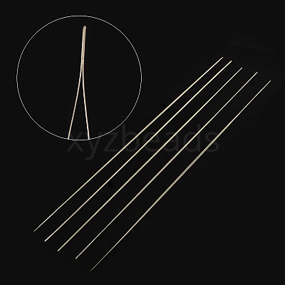 Iron Collapsible Big Eye Beading Needles X-ES001Y-S-57mm-01-1