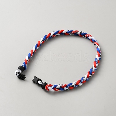 Blue Red White Braided Polyester Cord Baseball Sport Choker Necklaces NJEW-WH0036-004-1
